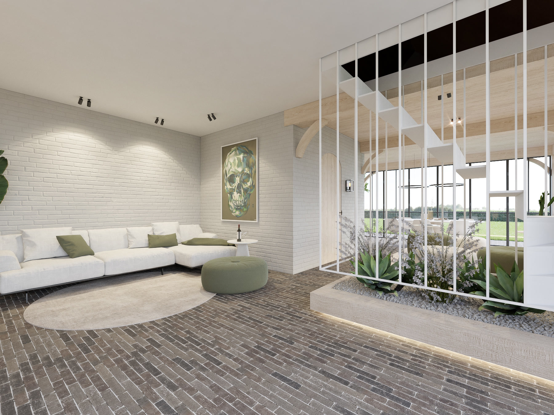 Lichte en natuurlijke poolhouse